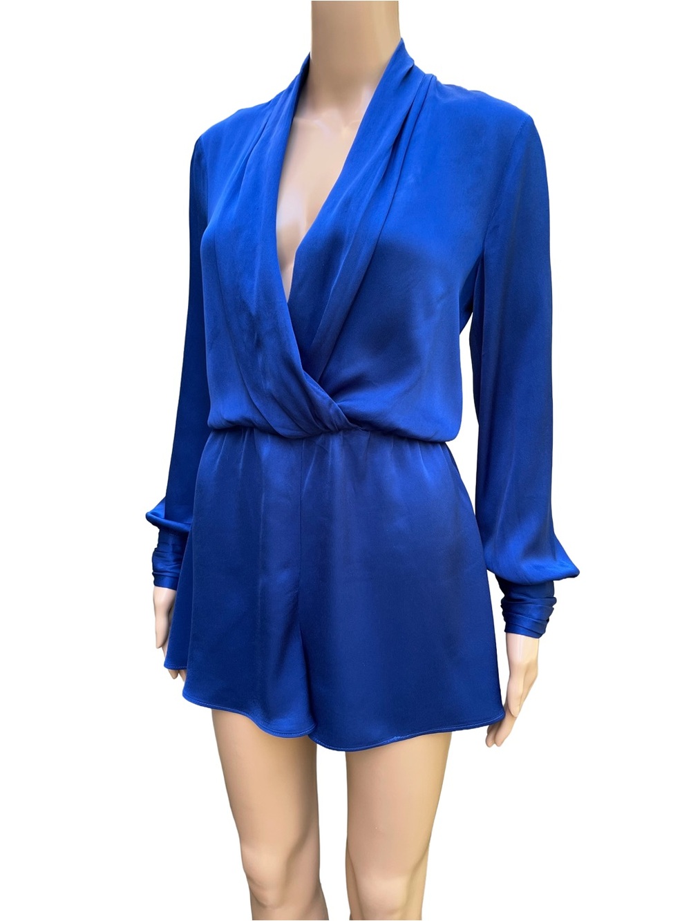 Mango Cobalt Blue Open Back Viscose Romper XS